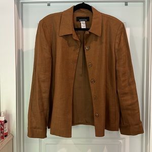 Jones New York Linen Blend Camel Blazer, Stretch Size 16